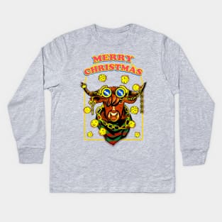 Scottish Highland Cow Christmas Kids Long Sleeve T-Shirt